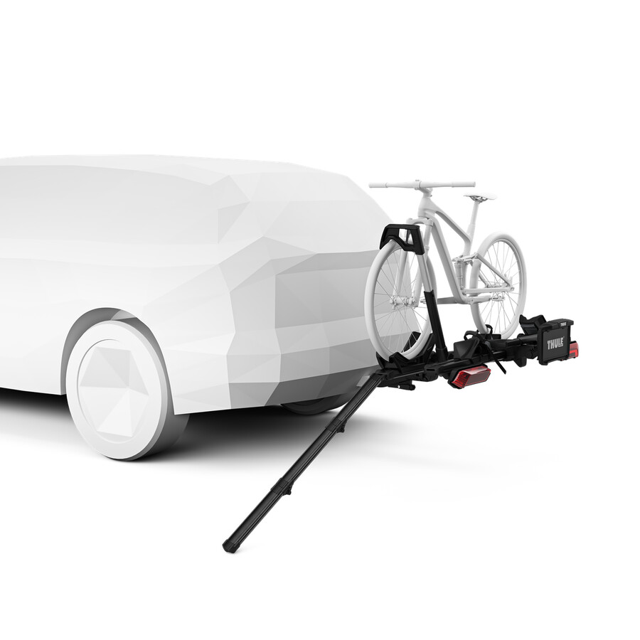 hopfällbar cykelhållare med dragkrokplattform och lastramp