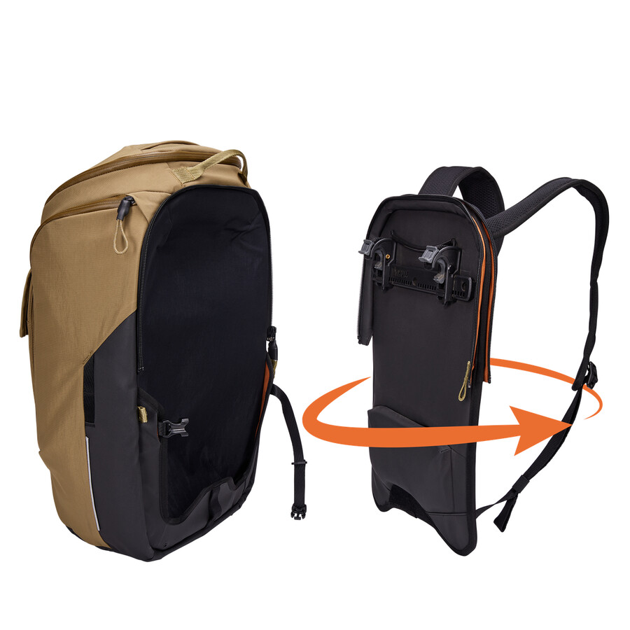 hybridcykelpakethållare och ryggsäck 26l brunbeige