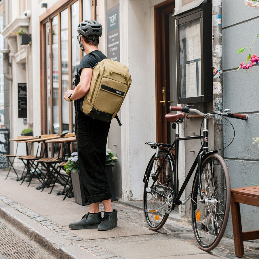 hybridcykelpakethållare och ryggsäck 26l brunbeige