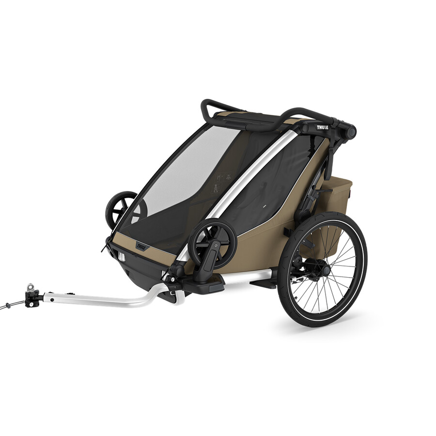 1- eller 2-sits multisportcykelkärra i blekt khaki