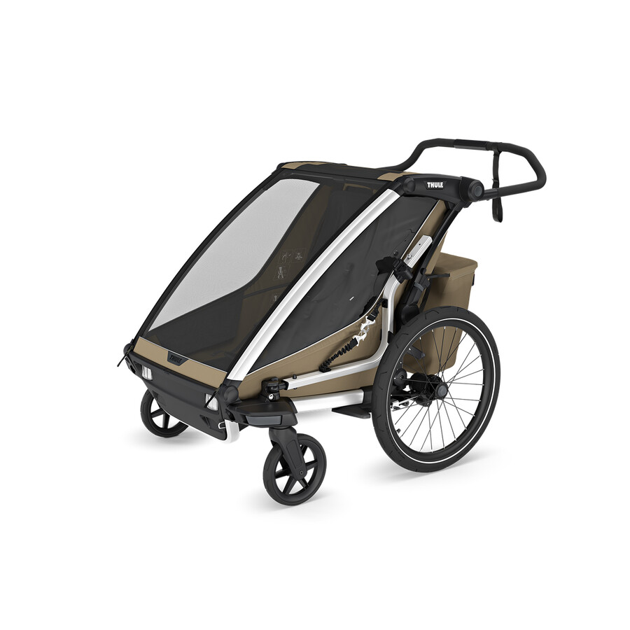 1- eller 2-sits multisportcykelkärra i blekt khaki