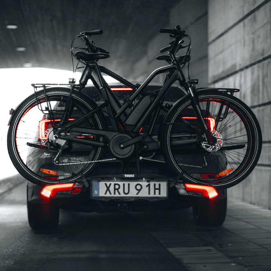 hopfällbar cykelhållare för 3 cyklar dragkrok plattform ljus och registreringsskylthållare