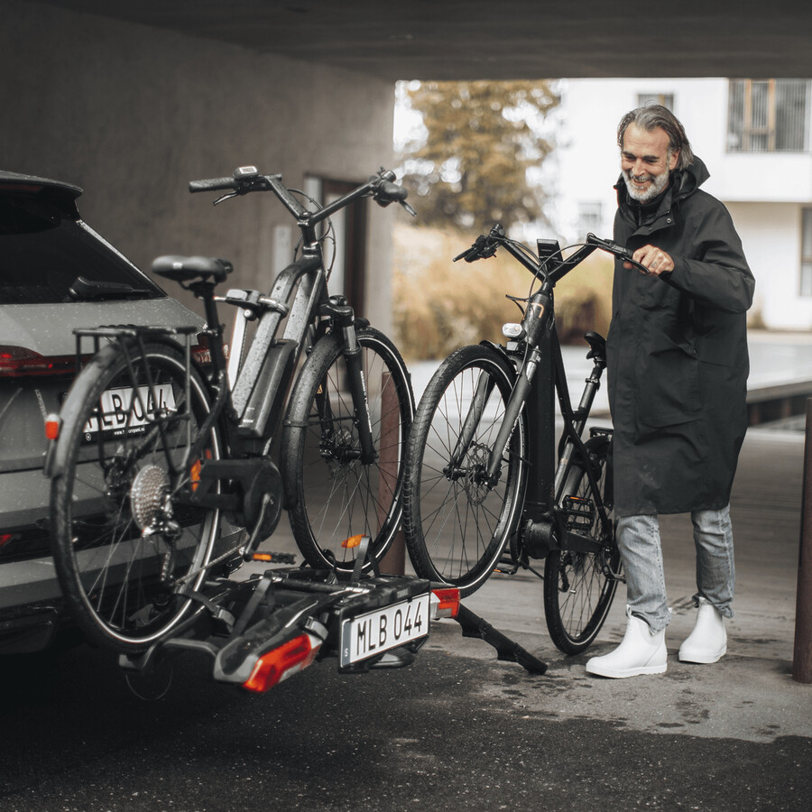 hopfällbar cykelhållare för 3 cyklar dragkrok plattform ljus och registreringsskylthållare