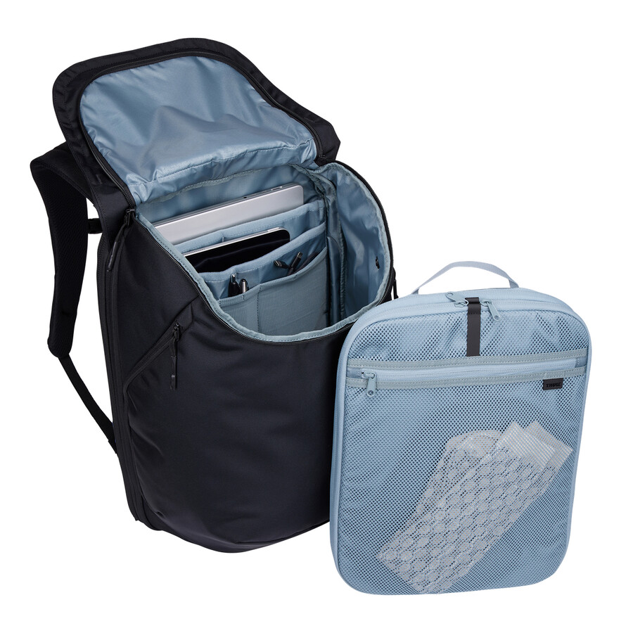 expanderbar reseryggsäck 26l svart